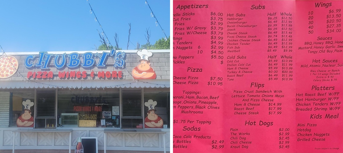 Chubby's Pizza, Wings & More Menu